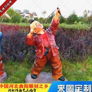 户外小孩主题文化雕塑纪念童年 乐趣公园过年气氛童趣人物铜雕像