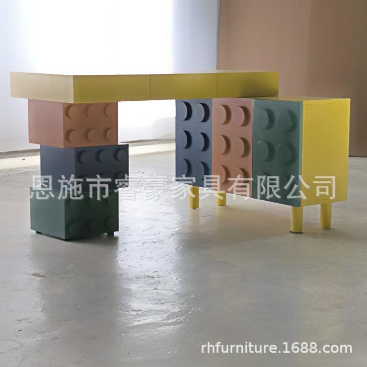 zdh创意时尚儿童书桌书柜一体套装益智可爱写字桌男孩卧室家具