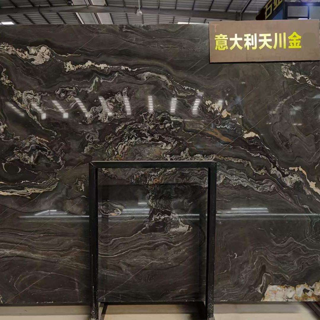 意大利天川金天然奢石餐桌岛台 酒店别墅装修大理石地板石材