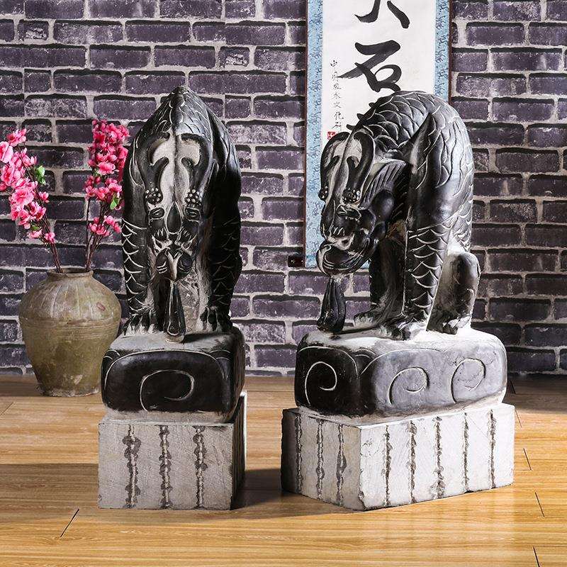 石雕门墩青石吸水兽摆件户外草坪灯日式庭院灯花园酒店落地灯园林