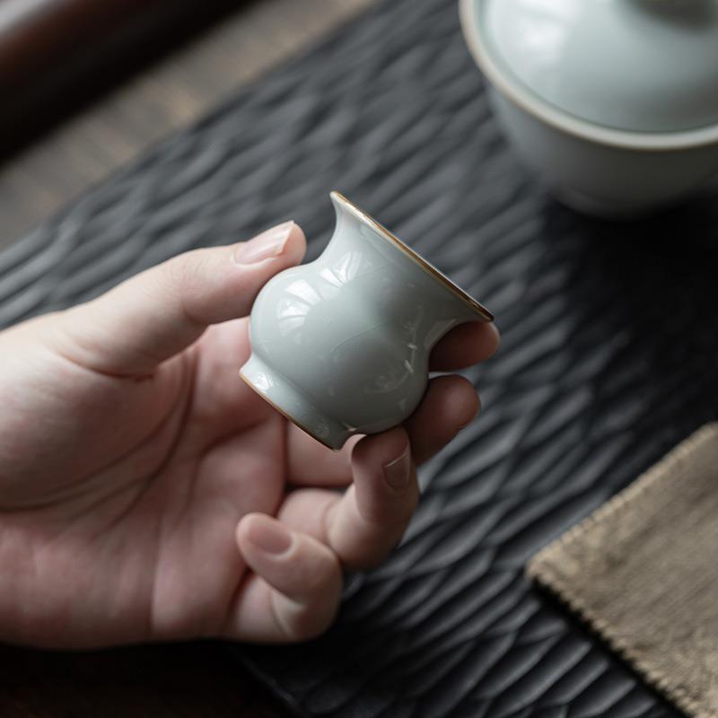 皓澜天青色开片汝窑盖置壶盖托中式陶瓷壶盖托汝瓷茶道配件