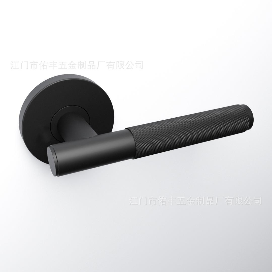 304不锈拉丝哑黑钢实心滚花拉手过道锁 66mm澳洲大盖通道锁门把手