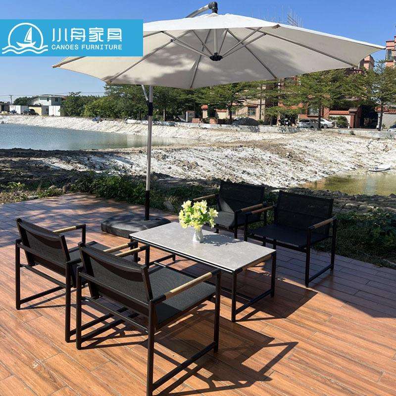 户外桌椅组合庭院家具阳台休闲小茶几室外网布椅欧式花园金属桌椅