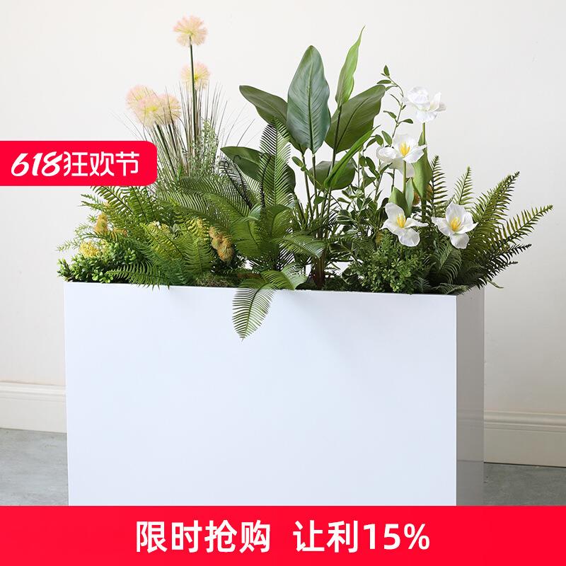 花箱装饰仿真花草插花成品绿植摆件餐厅售楼部隔断花槽仿生造景