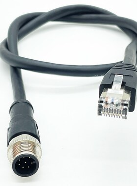 M12转RJ45工业千兆以太网络线 高柔带屏蔽拖链线缆工业防水网线