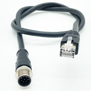 M12转RJ45工业千兆以太网络线 高柔带屏蔽拖链线缆工业防水网线