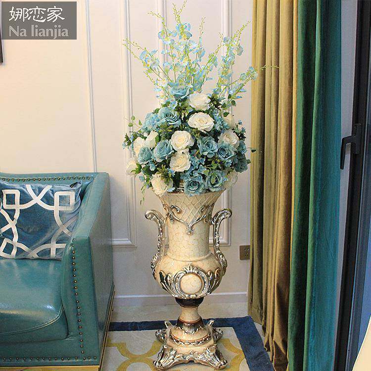 客厅落地摆件大花瓶插花仿真花套装欧式现代简约家居装饰品摆设,金属材料及制品,金属加工件/五金加工件,淘宝优惠券,粉丝福利购,淘宝优惠卷