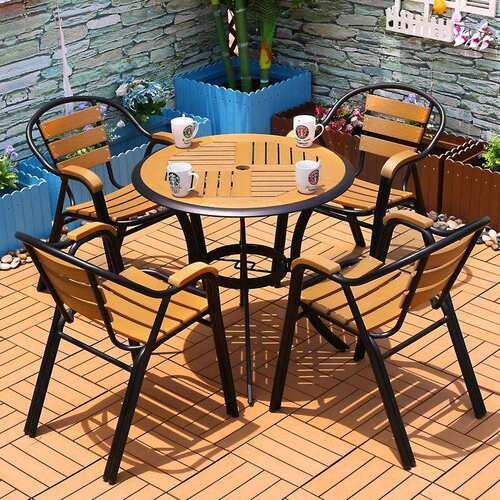 户外桌椅防腐木室外阳台休闲花园庭院酒吧餐桌餐厅塑木桌椅五套件