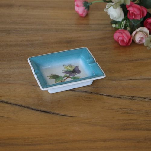 11cm中式手工彩绘陶瓷小烟碟酒店家用复古创意烟灰缸收纳碟