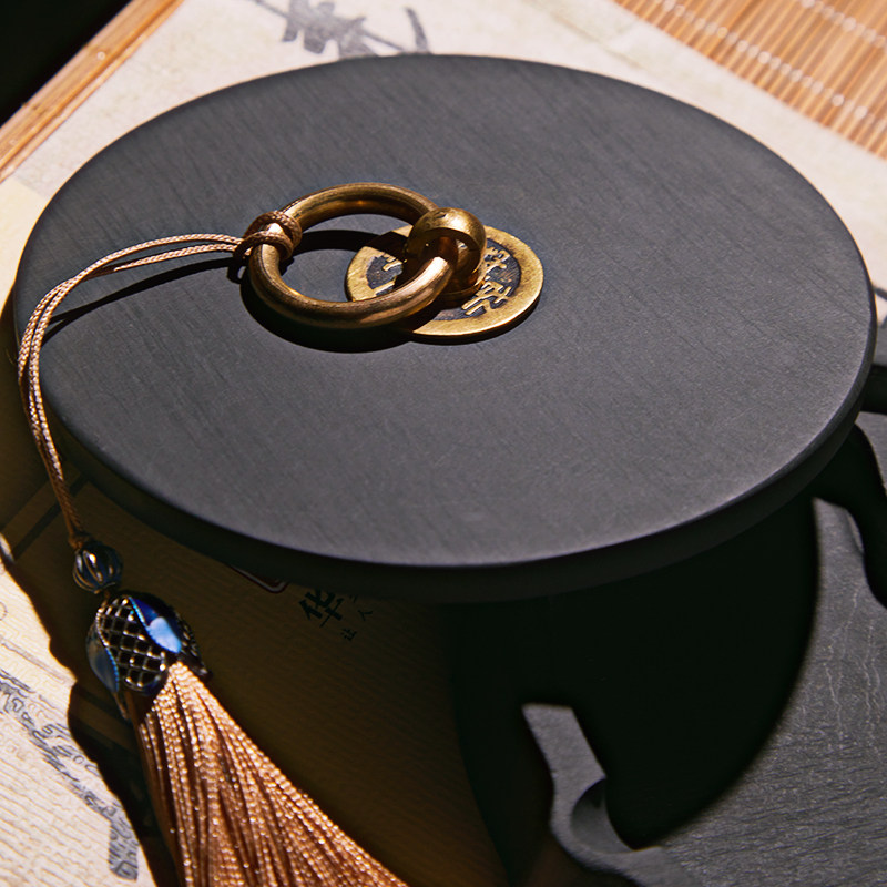 火锅砚台不干墨歙砚文房四宝文具书法用品4寸带盖墨海墨条墨碟初