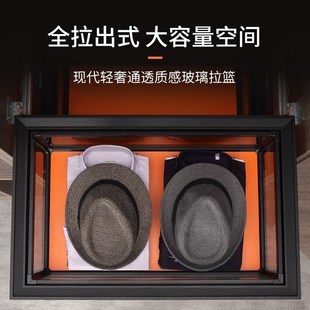 抽内置收纳篮五金配件 架衣柜家用衣帽间裤 衣柜拉篮抽屉式 可伸缩裤