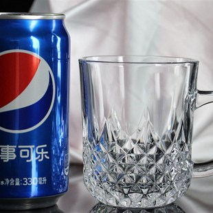 玻璃杯美容甲理发店LOGO店名制做带盖杯子把手透明玻璃广告冷饮杯