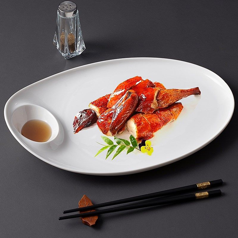 烤鸭盘炸肉盘大号蒸饺子盘卤鹅肉盘炸鸡翅盘带碟陶瓷餐厅饭店餐具,餐饮具,盘,淘宝优惠券,粉丝福利购,淘宝优惠卷