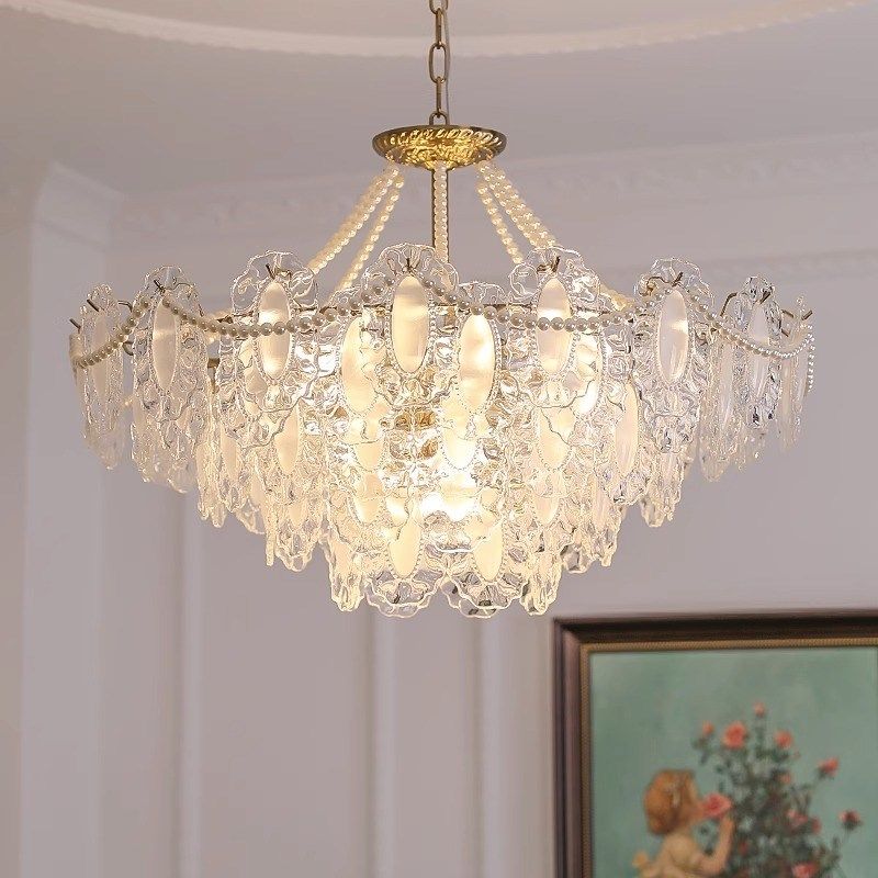 法式轻奢吊灯全光谱后现代简约奶油风珍珠玻璃客厅主卧室餐厅灯具,家装灯饰光源,客厅吊灯,淘宝优惠券,粉丝福利购,淘宝优惠卷