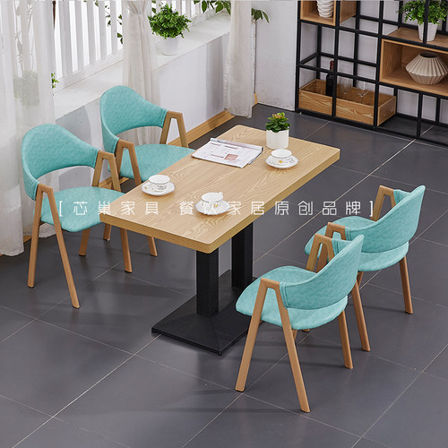 简约甜品小吃汉堡咖啡厅奶茶店靠墙卡座沙发主题餐厅饭店桌椅组合