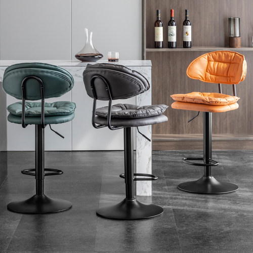 吧台椅现代简约旋转高脚凳家用靠背酒吧椅子O收银台升降轻奢吧凳