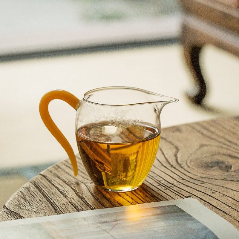 透明耐热玻璃公道杯家用加厚带把鹰嘴功夫茶具分茶器茶海茶具配件