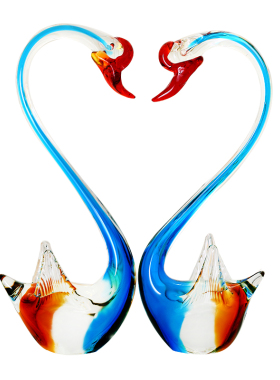 欧式轻奢琉璃天鹅摆件新房样板间客厅装饰结婚礼物玻璃动物工艺品