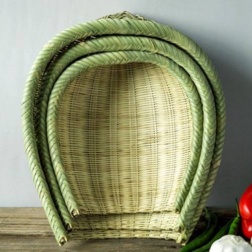 竹编开口簸箕家用全竹青筲箕洗菜沥水竹篮子竹制品青菜篮收纳竹筛