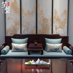 中式红木沙发坐垫中国风刺绣靠枕古典实木罗汉床垫子五件套定制