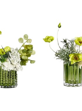 现代小清新绿色波点透明花瓶洽谈B桌假花插花儿童房办公桌软装摆