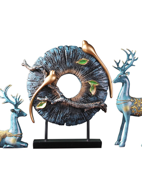 高档家居装扮工艺品招财创意福禄三件套组合摆件入户玄关艺术摆设