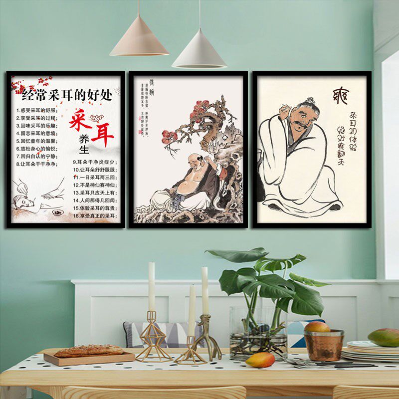 采耳图片中耳炎海报洗眼耳烛耳朵常见耳病症状挂图采耳店装饰挂画