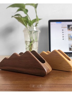 实木名片盒桌面木质名片夹托商务办公桌收纳名片座简约创意名片架