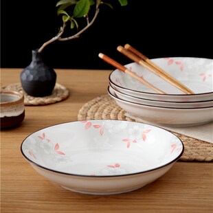 繁花似锦釉下创意陶瓷盘子餐具套装色釉家用圆盘碟四方盘子菜盘