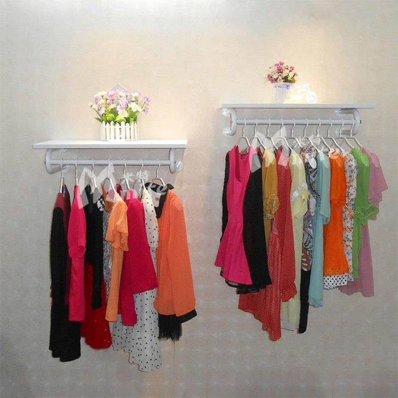 铁艺服装店上墙货架侧挂挂衣架童装店壁挂式带板衣架女装店展基通