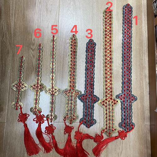 供应中国结2.4cm中号手工铜钱剑金属工艺品传统风格铜钱串剑