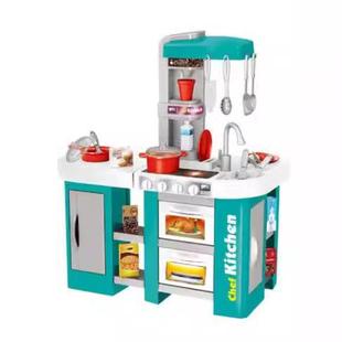 过家家大厨房玩具儿童仿真餐具台工作台带灯光声音出水