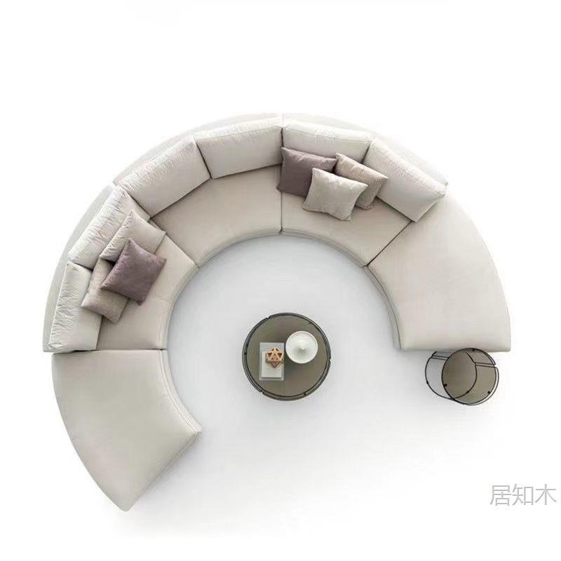 北欧轻奢现代布艺酒店客厅展厅KTV圆形沙发别墅圆弧形沙发半圆形