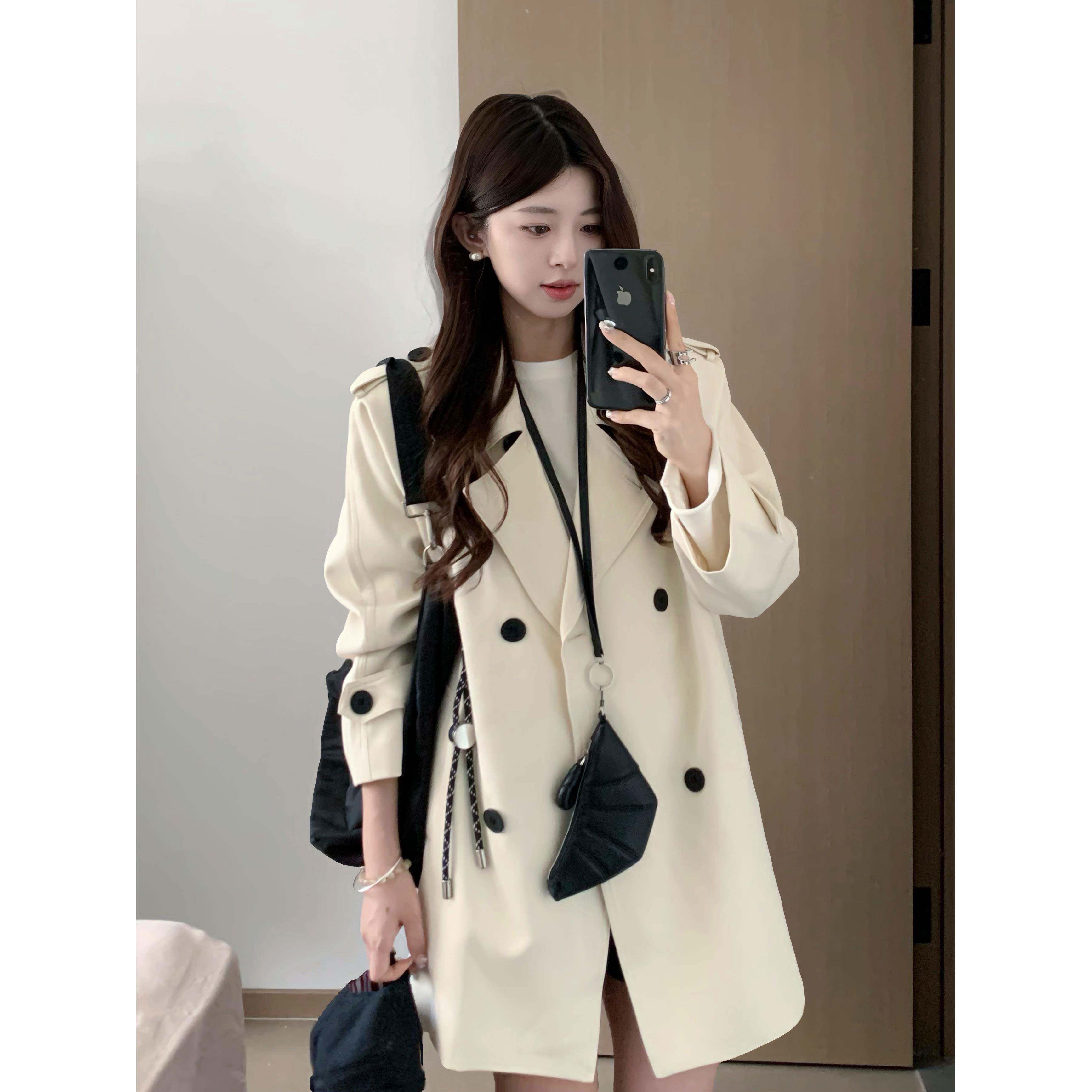 白色短款风衣外套女2025秋季新款韩系小个子学生英伦风超好看大衣