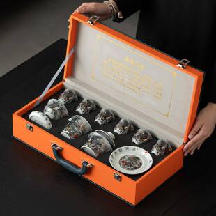 墨彩鱼化龙复古茶具套装家用陶瓷泡茶碗防烫盖碗茶杯整套茶具送礼