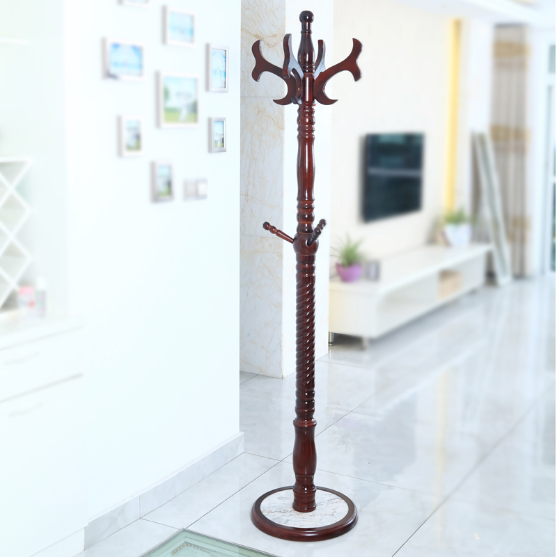 实木衣帽架欧式家用酒店客房卧室C客厅落地创意大理石底盘挂衣架