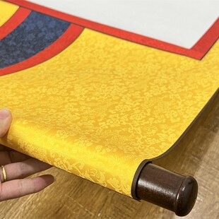 藏式唐卡白色宣纸熟装裱空白卷轴画轴挂轴藏文书法竖轴竖挂收藏画