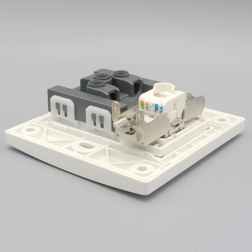 超六类屏蔽网线带五孔插座 CAT6A单口电脑信息面板千兆模块网口插