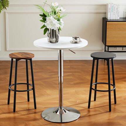 四脚吧台椅手机店加高凳子酒吧前台实木高凳子家用高脚铁艺圆凳子