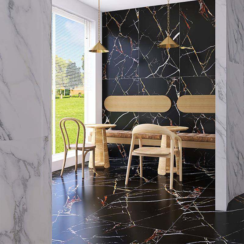 仿大理石纹黑白根仿古哑光地板砖瓷砖600X1200客厅餐厅酒吧防