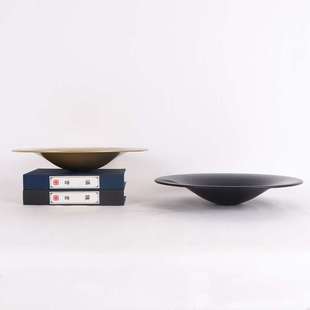 新中式金属圆盘永生苔藓造景盆景花器样板间酒店托盘陈设软装饰品