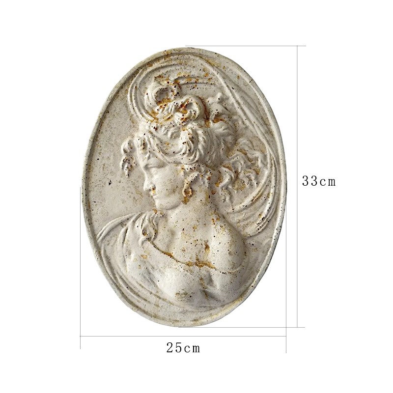 复古牌做旧花园铸铁人像摆件壁挂C装饰 阳台庭院露台农场民宿装饰