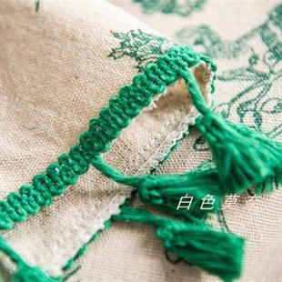 新款 餐巾棉麻印花茶几布 桌布绿色松枝印花餐桌布韩式