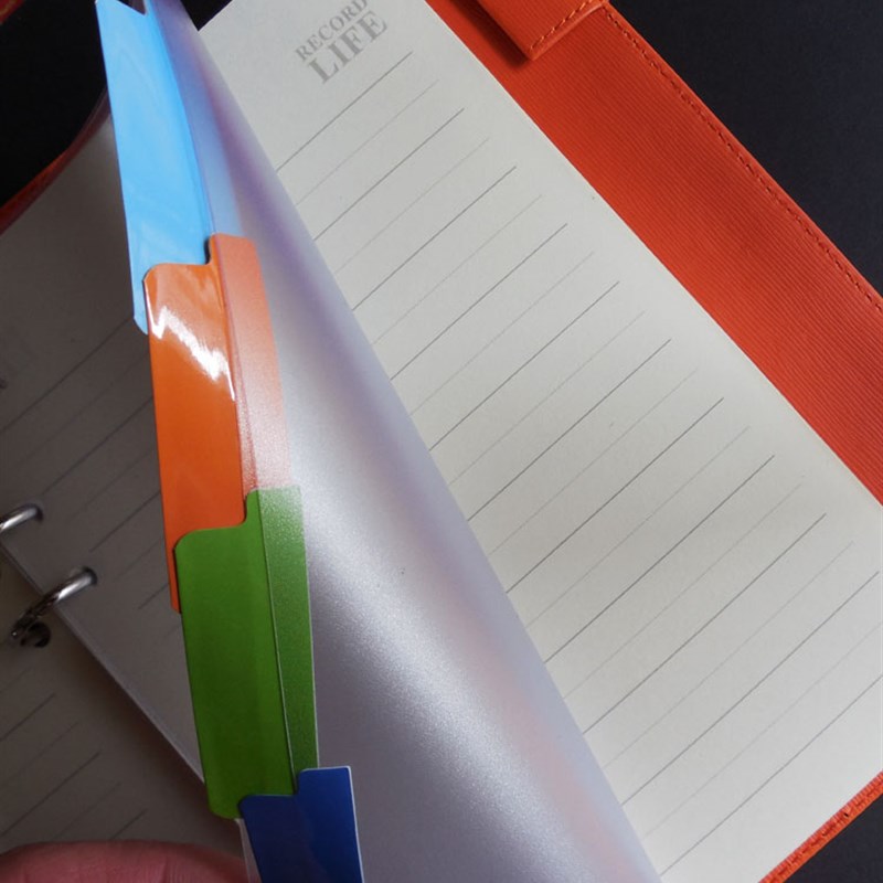 A5透明磨砂塑料索引分隔页PP索引纸分页纸分类贴6孔活页本分类页