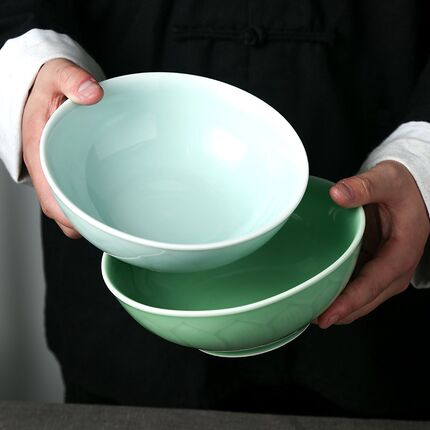 倩楠汤碗青瓷莲花陶瓷水果沙拉碗大汤碗大号米饭碗陶瓷面碗7英寸