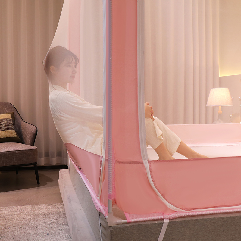 蚊帐家用202g3新款全底坐床式1.5x1.9床卧室儿童防摔纹账2米x2米