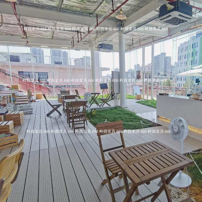 户外简约折叠实木复古餐桌椅奶茶店咖啡厅休闲外摆桌椅三件套