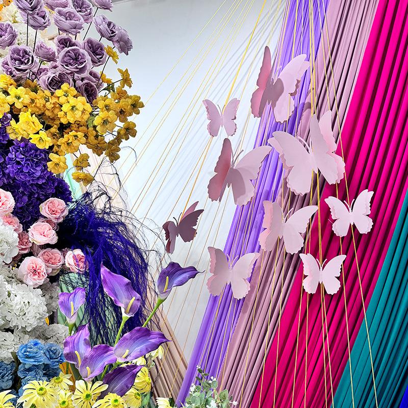 婚庆道具手工立体仿真蝴蝶舞台拉线帘造景装饰橱窗软装背景装饰帘
