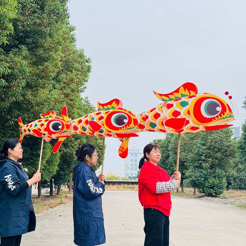 新款国潮大型节庆鱼灯手持游园传统摄影道具摆拍成品汉服古风花灯