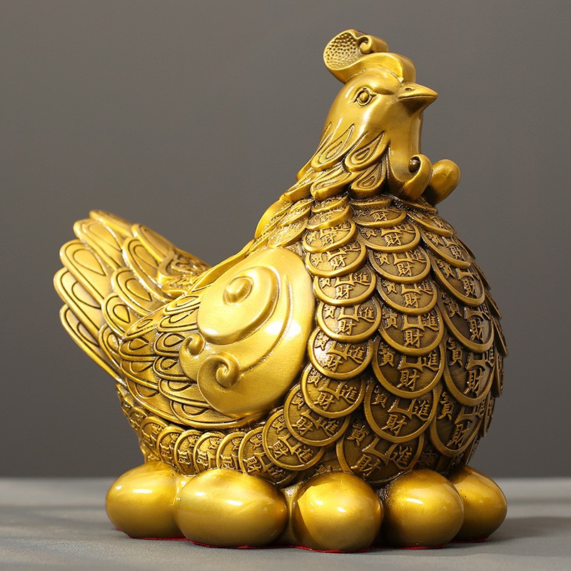 金鸡生财工艺品摆件金鸡下单铜摆件家居客厅装饰办公室桌面铜摆饰